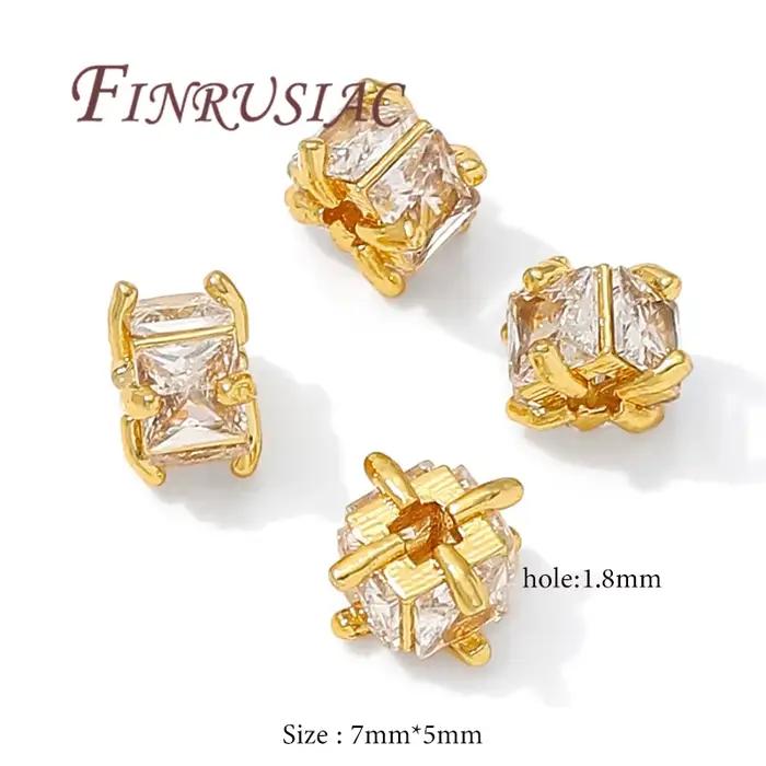 Laiton plaqué or 18 carats avec perles de Zircon pour bijoux, perles d'espacement pour accessoires d