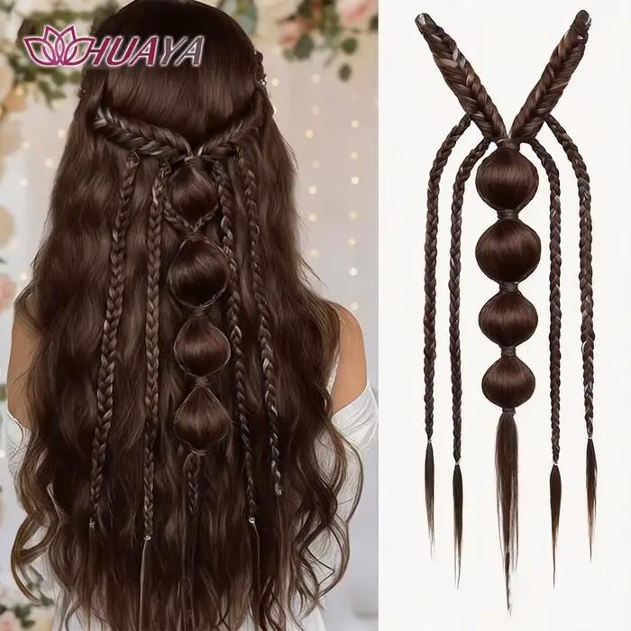 Perruque synthétique tressée de style bohème avec clip BB, légère et pratique, adaptée à un usage qu