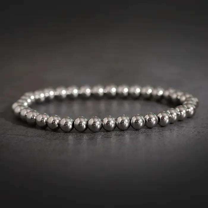 Bracelet Classique en Perles de Bronze pour Homme et Femme, Accessoire en Cuivre et Métal Fait à la