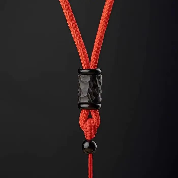 Collier en bois d'ébène tissé à la main, corde unisexe, Long, Simple, Vintage, accessoire de bijoux,