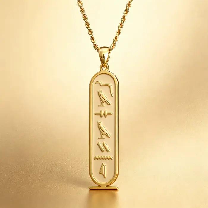 Collier personnalisé avec nom égyptien, couleur or, pendentif avec nom hieroglyphique, bijoux de l'Egypte ancienne, cadeau pour les amateurs de culture rétro