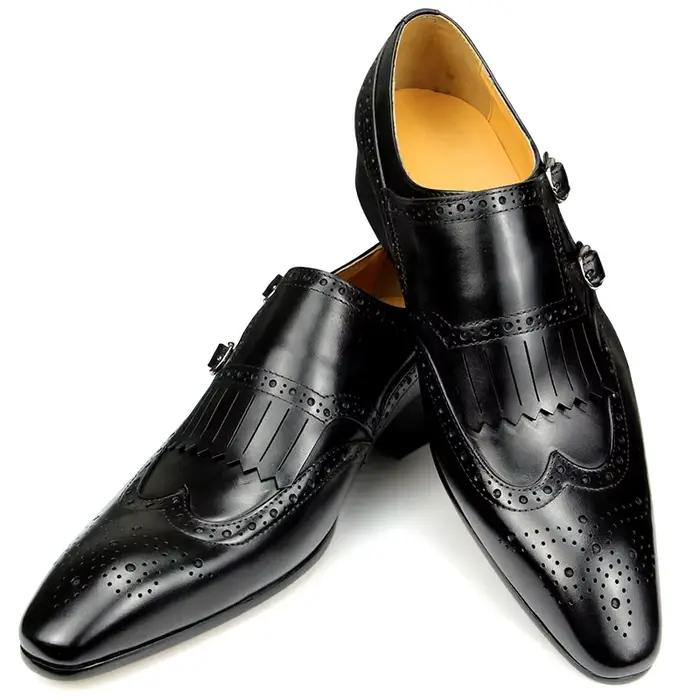 Chaussures en cuir de luxe nouvelle couche supérieure peau de vache bout pointu britannique affaires formelles chaussures en cuir pour hommes chaussures de mariage chaussures de bureau