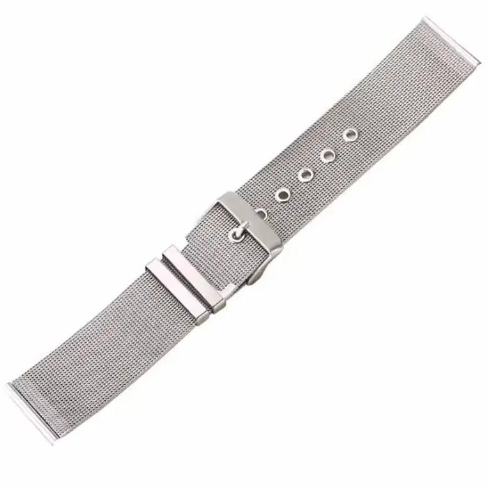 Bracelet de montre en acier inoxydable pour hommes et femmes, 12mm 14mm 16mm 18mm 20mm 22mm 24mm, maille argentée, boucle sténopé milanaise, bracelet de montre en métal