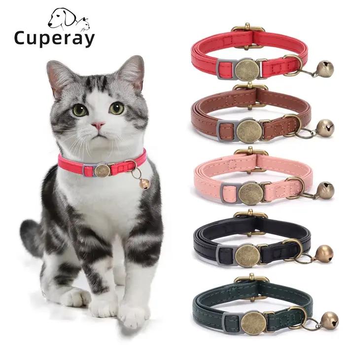 Collier de chien en cuir personnalisé avec plaque signalétique gravée, colliers mignons pour chiots, chatons et chiens, petits et moyens chats