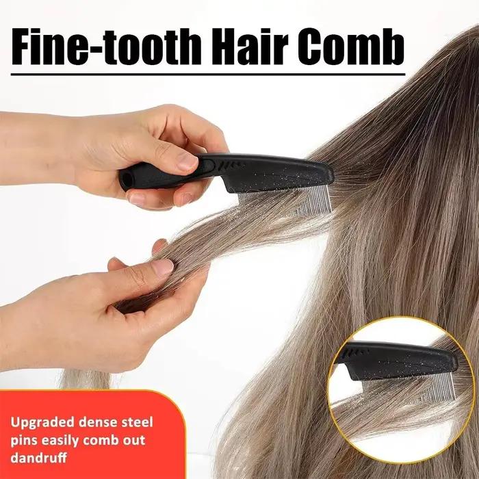 Peigne anti-pelliculaire et pour psoriasis du cuir chevelu, peigne de nettoyage en acier à dents fines pour le soin des cheveux et la désintoxication du cuir chevelu