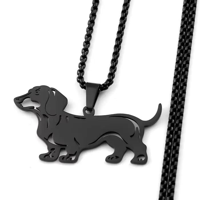 Collier pendentif Doxie Sausage Dog pour femmes et hommes, en acier inoxydable, collier adorable en forme de Teckel Long Doggie Low Rider, bijou cadeau