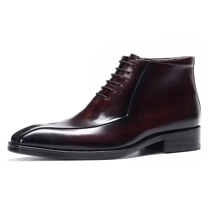 Chaussures en cuir de veau anglais en cuir véritable, vêtements de cérémonie d'affaires, Chelsea, chaussures montantes à fermeture éclair pointue, chaussures haut de gamme faites à la main
