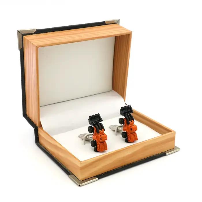 Boutons de manchette de chariot élévateur pour hommes, Design de pelle de tracteur, qualité en laiton, couleur jaune, vente en gros et au détail