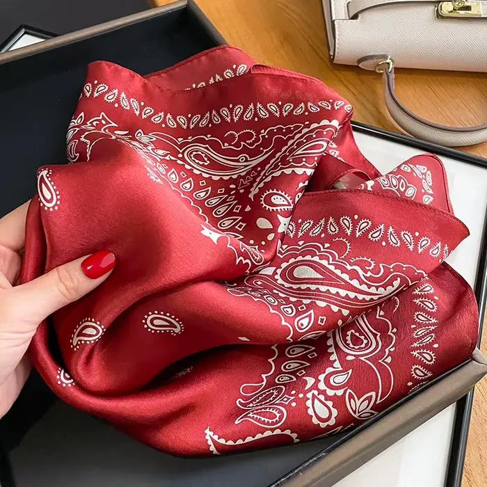 100% véritable Foulard en soie femmes col carré cravate poignet châles enveloppes pour dames Foulard foulards Pashmina femme Hijab Bandana bufanda