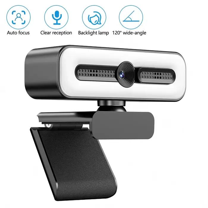 Webcam 4K avec lumière pour PC/ordinateur portable 1080P 2K HD caméra de Streaming Webcam de vidéoconférence de bureau pour cours en ligne