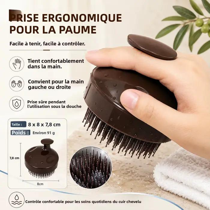 Brosse de massage du cuir chevelu pour shampoing, à poils double longueur, démêlante pour cheveux humides et secs, avec poignée ergonomique pour hommes et femmes, pour soins capillaires sous la douche