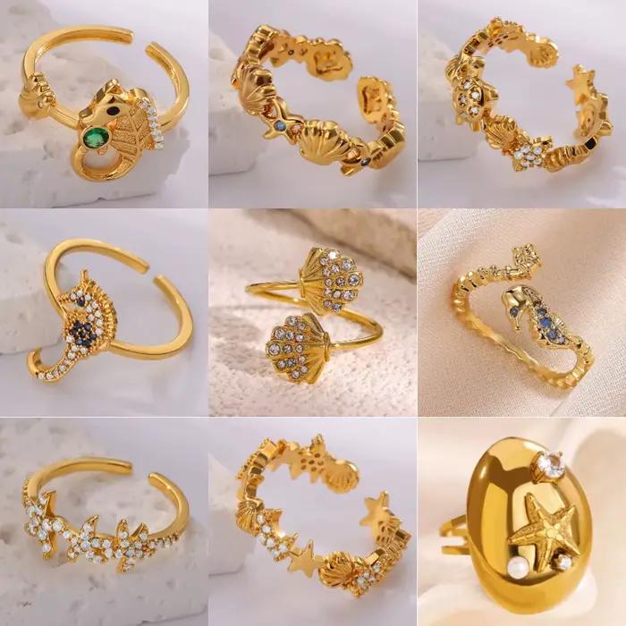 Bague tortue vintage dorée avec zirconium pour femmes, ajustable, idéale pour les occasions spéciales et le quotidien