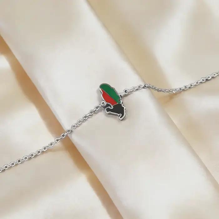 France Martinique carte goutte d'huile drapeau Bracelet pour femmes en acier inoxydable Martinique Double perles chaîne Bracelet bijoux cadeau