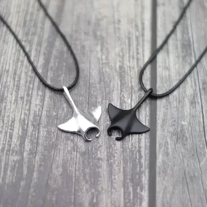 Collier Manta Ray avec pendentif animaux de l'océan, réglable, fait à la main, corde de cire bohème, ras du cou pour hommes et femmes, bijoux de plage, cadeau Joyas