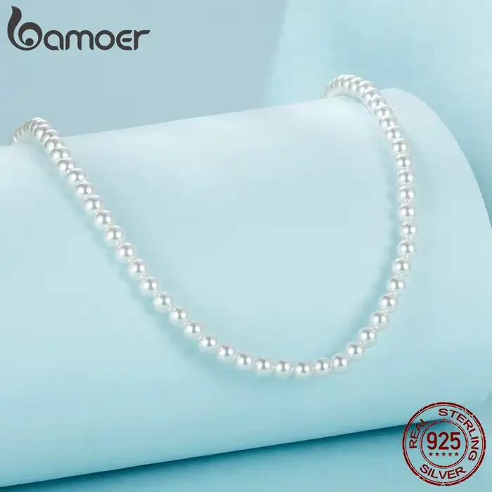 BAMOER-Collier de perles de coquillage pour femme, argent regardé 925, bijoux australiens de la mer du Sud