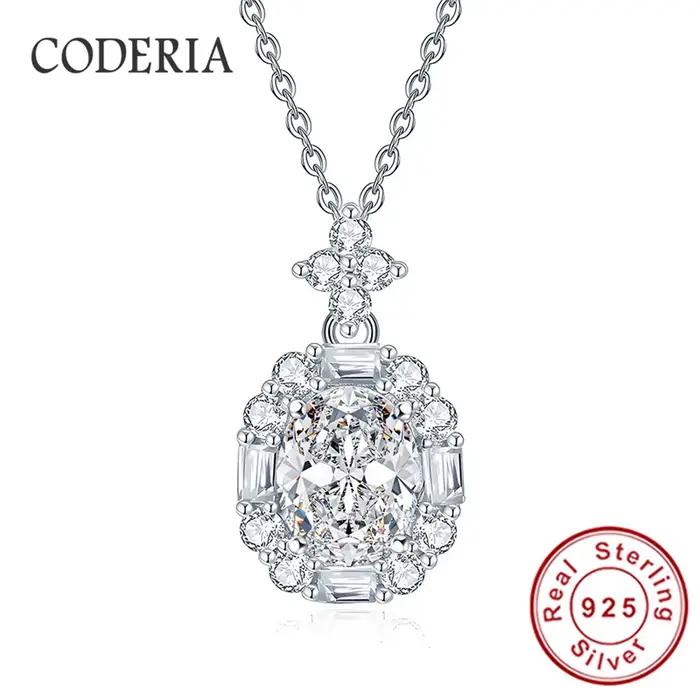 Collier en moissanite ovale 2CT 7x9mm pour femmes, testé comme un diamant, en argent sterling 925 plaqué or blanc 18 carats, avec chaîne pendentif