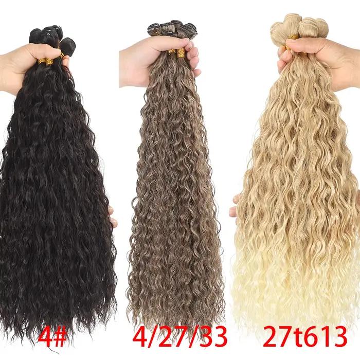 Cheveux longs bouclés blonds synthétiques, tresses en fibre organique, extensions de cheveux ondulés, degré de chaleur naturel, 22 po, 26 po, 30 po