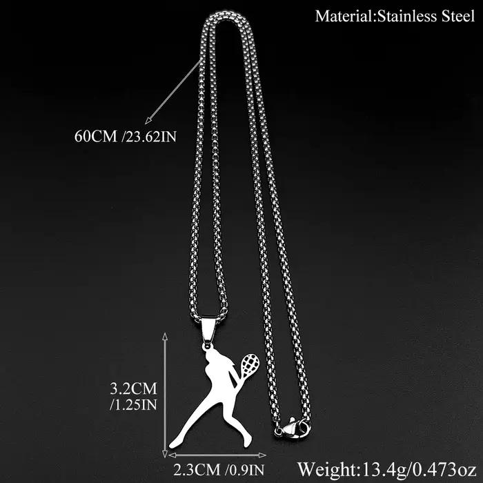 Collier pendentif pour femmes et hommes, en acier inoxydable, couleur or, pour joueurs de tennis, bijoux de sport, cadeaux