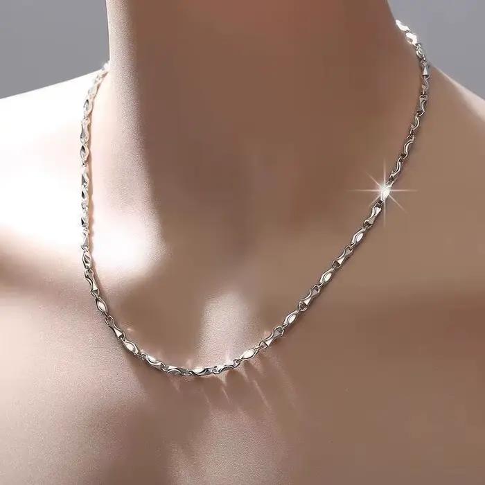 Collier chaîne à maillons en platine PT950 pour hommes et femmes, chaîne minimaliste pour clavicule, bijoux unisexes prêts pour pendentif
