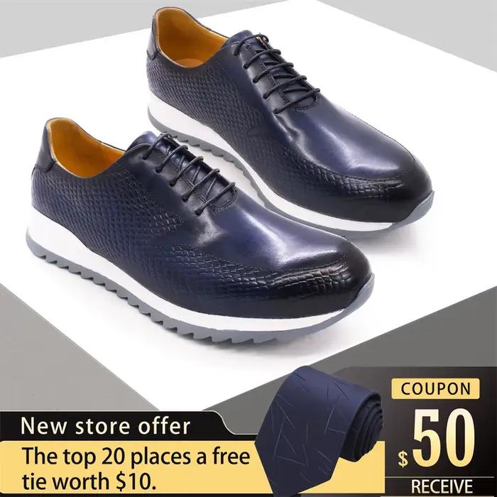Chaussures en cuir à lacets pour hommes, haute qualité, décontracté, mode, confortable, fête, banquet, mariage
