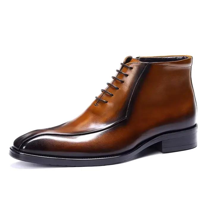 Chaussures en cuir de veau anglais en cuir véritable, vêtements de cérémonie d'affaires, Chelsea, chaussures montantes à fermeture éclair pointue, chaussures haut de gamme faites à la main