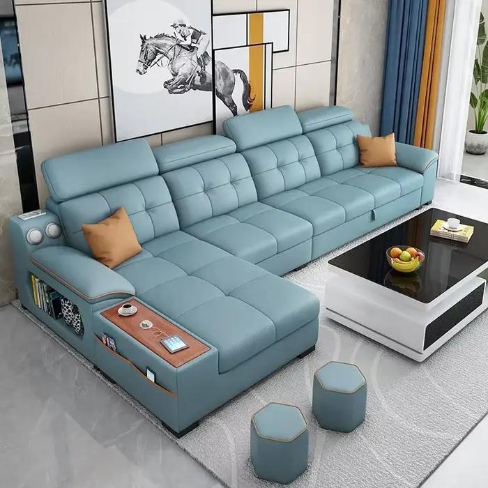 Canapé de luxe en cuir pour Couple, rangement familial, canapé de détente, inclinable et pliable, accessoires pour la maison