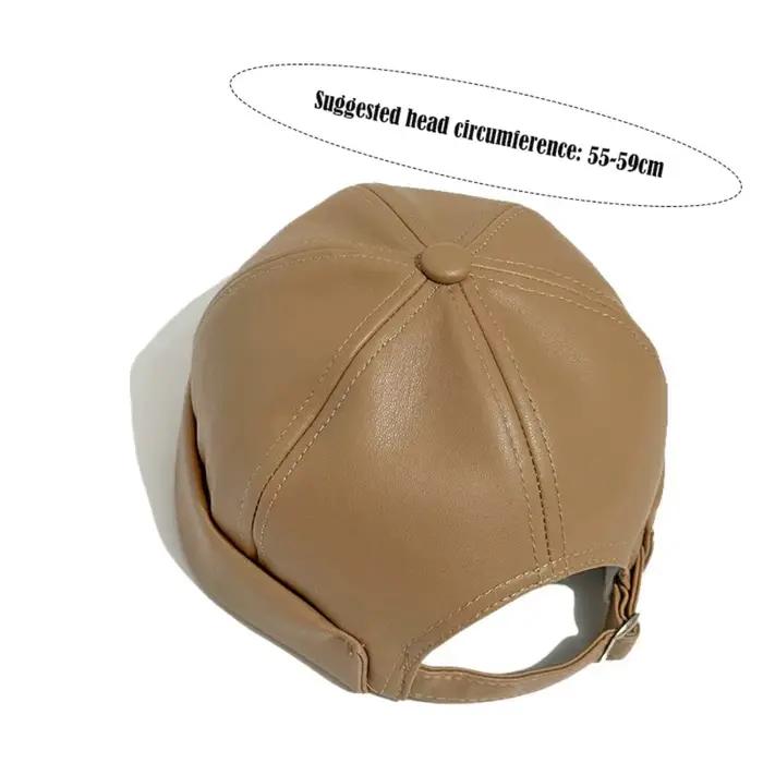 Chapeau rétro décontracté sans bords en cuir PU, casquette réglable en peau de Melon, couleur unie, casquette Docker, automne hiver