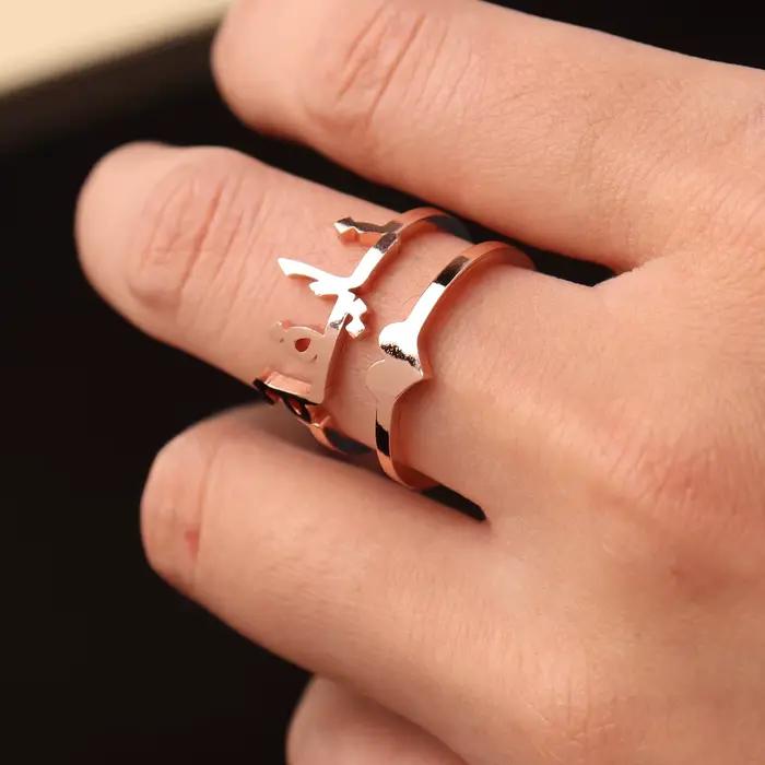 Bague personnalisée avec nom personnalisé, anneau réglable en acier inoxydable en forme de cœur, bijoux cadeaux pour femmes