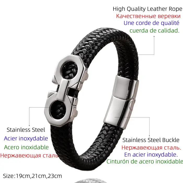 Bracelet en acier inoxydable Hip-Hop pour homme, ULen cuir vintage, bracelets tressés, cadeau de haute qualité, mode européenne et américaine