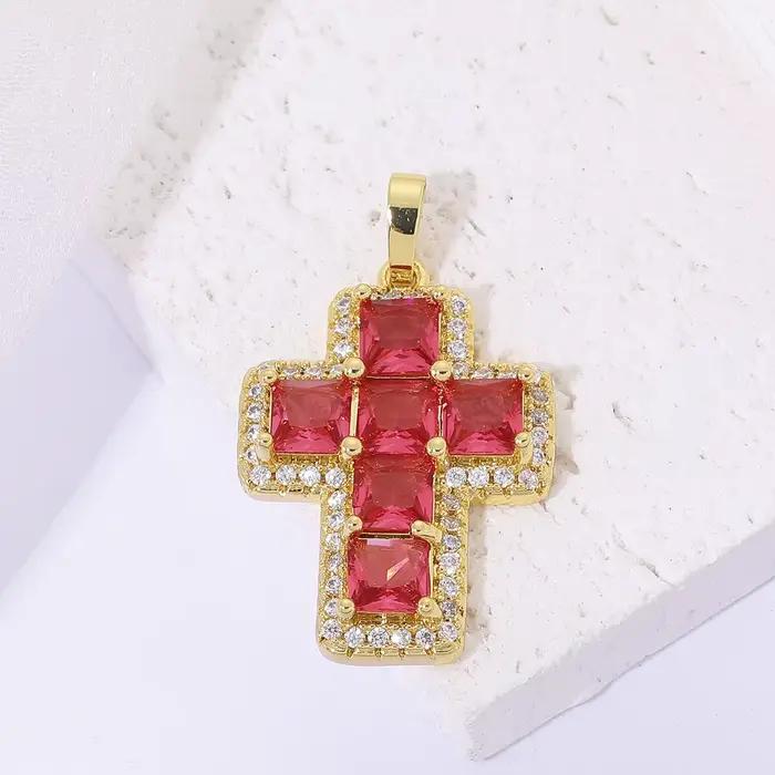 Breloques croix chrétiennes pour femmes, bijoux exécutifs, contre-indiqué, or véritable 18 carats, croix de croyant religieux, bricolage