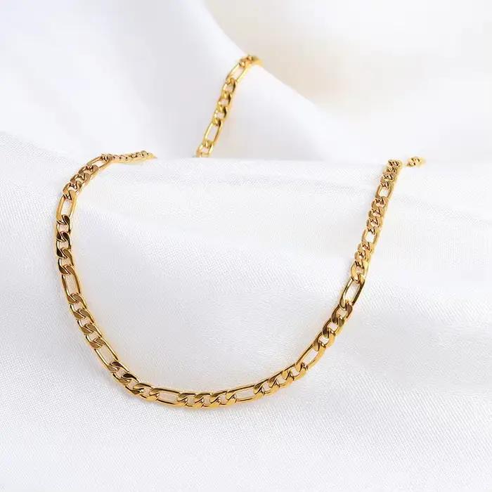 Colliers remplis d'or 18 carats de 20 à 60CM, chaîne latérale de 4MM pour hommes, femmes, garçons et dames, bijoux fins pour fête de mariage, vente en gros