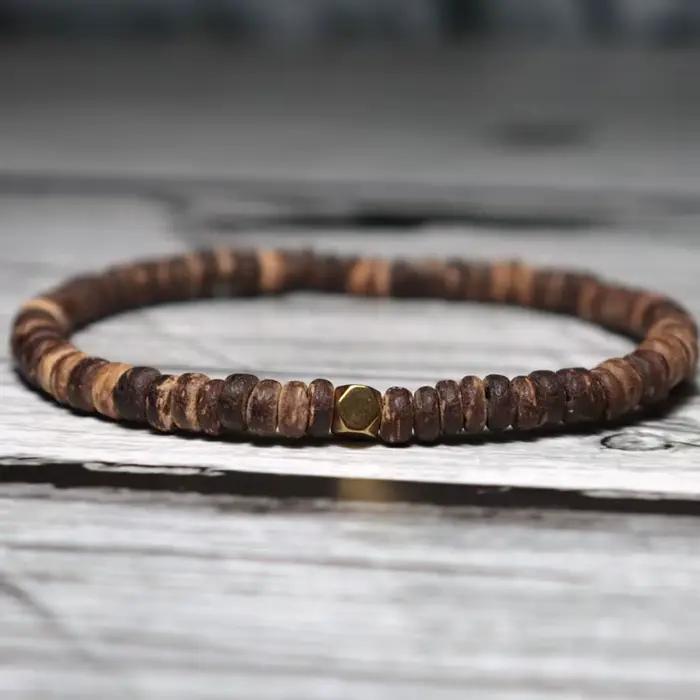 Bracelet en Bois 100% Naturel pour Homme, Minimaliste, Bouddha Perlé, Alpinisme, Méditation, Yoga, Cadeau pour Lui