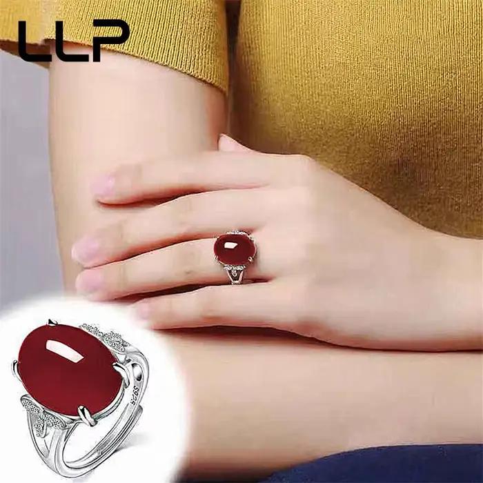 Bague en argent 925 incrustée d'agate naturelle et de calcédoine, bijou élégant et tendance pour homme, femme, couple, cadeau de mariage, best-seller