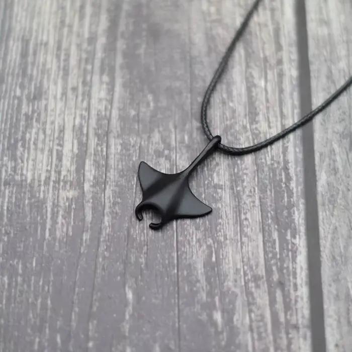 Collier Manta Ray avec pendentif animaux de l'océan, réglable, fait à la main, corde de cire bohème, ras du cou pour hommes et femmes, bijoux de plage, cadeau Joyas