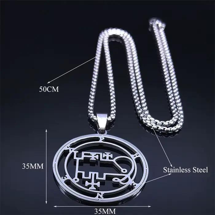 PHENEX démons de Goetia sigils collier femmes hommes gothique en acier inoxydable creux couleur argent pendentif colliers bijoux N8047S03