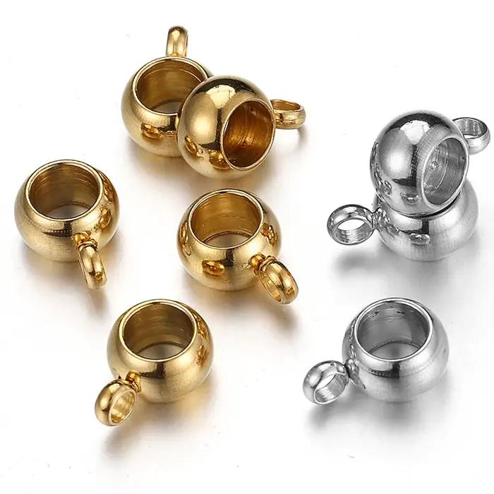 Perles d'espacement en acier inoxydable, pendentif, breloques, fermoirs, perles de bail de document en or pour bijoux à bricoler soi-même, résultats exécutifs, trou de 2-4mm, 10 pièces