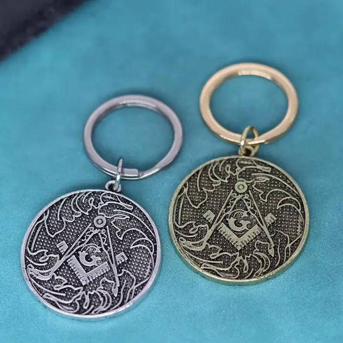Grand pendentif maçonnique porte-clés en acier inoxydable pour homme et femme avec boucle O symbole de religion et foi occasions spéciales initiation