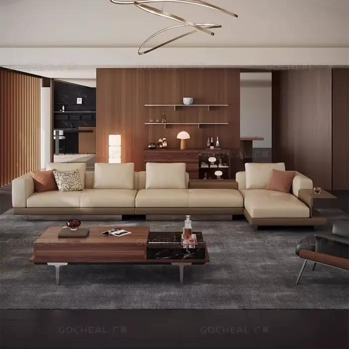 Cuir Europe canapé adultes accoudoir concepteur élégant canapé d'angle salon sol Articulos Para El Hogar meubles de maison