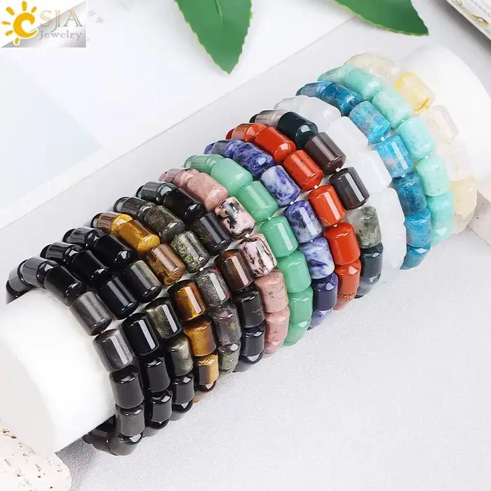 CSJA – Bracelet en cristal fait à la main pour femmes et hommes, breloque vintage, bracelet en pierre naturelle, bijoux à la mode, accessoire H870
