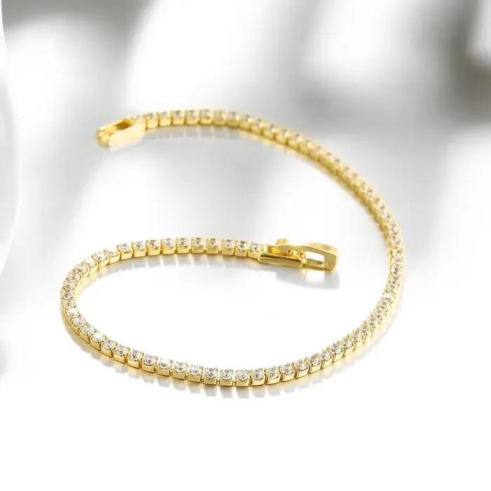 Bijoux en argent Sterling 925, Bracelet de Tennis de 16cm à 19cm, zircone de 2mm, cadeau d'anniversaire, Bracelet en argent Sterling véritable