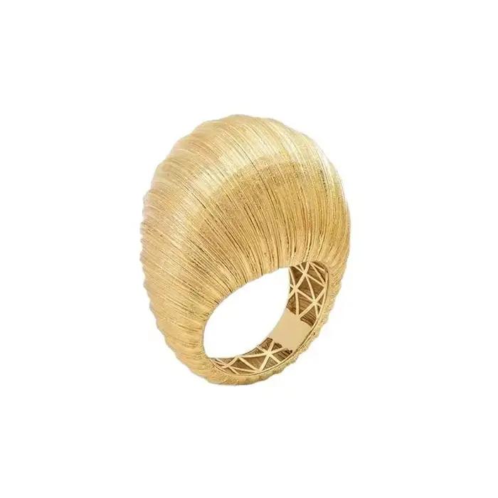Bague artisanale élégante en tissage doré, Style Simple et à la mode, accessoire de bijoux rond en forme d'œuf, recommandé par les clients