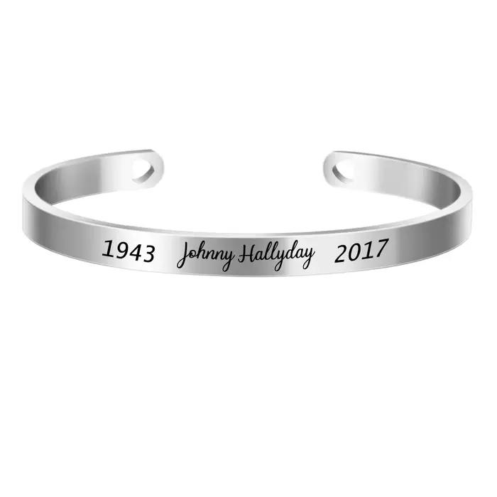 6mm Johnny Hallyday nom personnalisé Bracelet en acier inoxydable manchette Bracelet plaque signalétique personnalisée pour femmes hommes bijoux SL-068