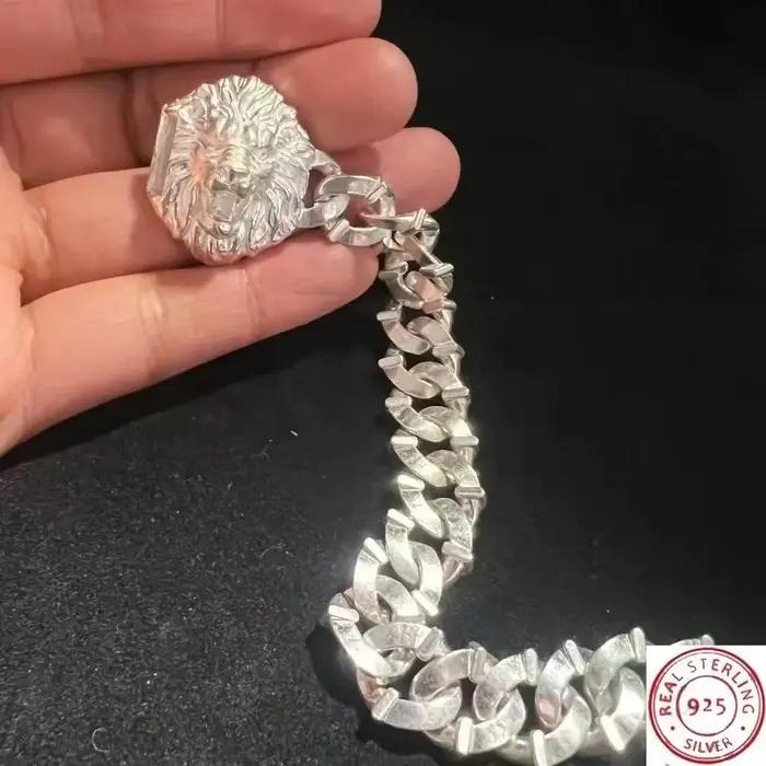 Bracelet vintage tête de lion, style audacieux, bijoux polyvalents unisexes pour couple et joli cadeau