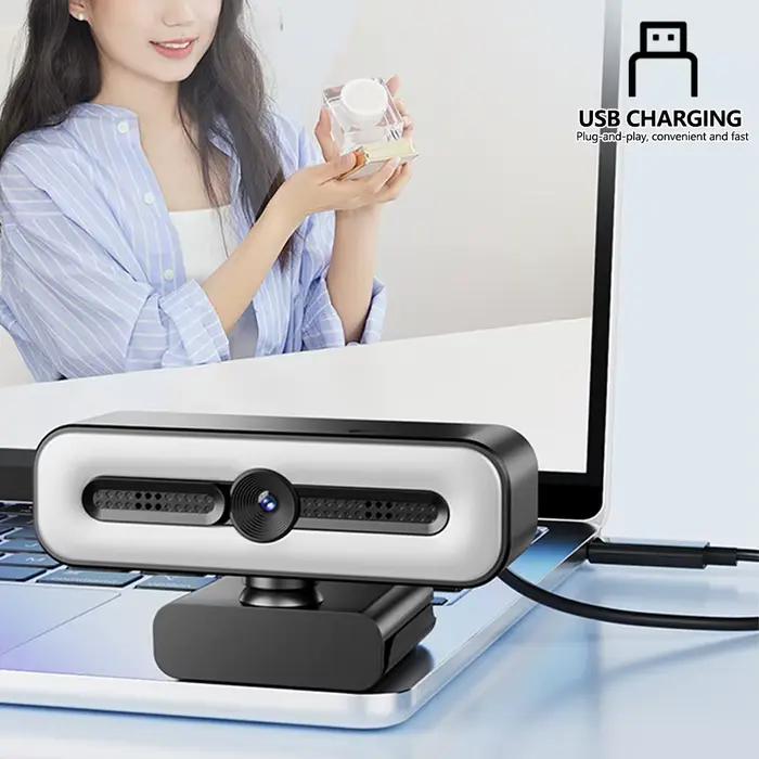 Webcam 4K avec lumière pour PC/ordinateur portable 1080P 2K HD caméra de Streaming Webcam de vidéoconférence de bureau pour cours en ligne