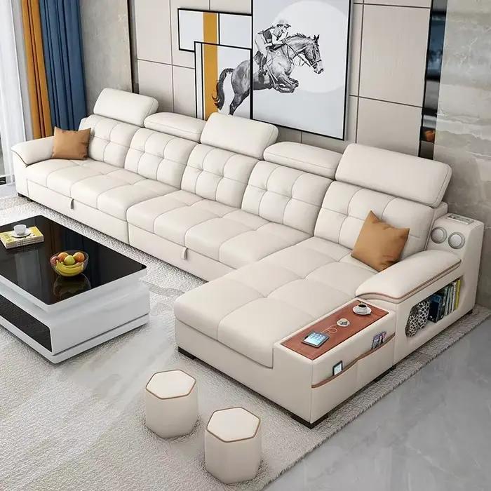 Canapé de luxe en cuir pour Couple, rangement familial, canapé de détente, inclinable et pliable, accessoires pour la maison