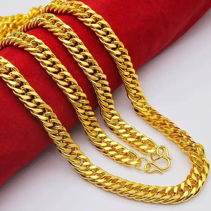 Collier lourd pour hommes en or massif 24 carats AU999, 60 cm, chaîne de déclaration audacieuse pour les affaires et les vêtements décontractés