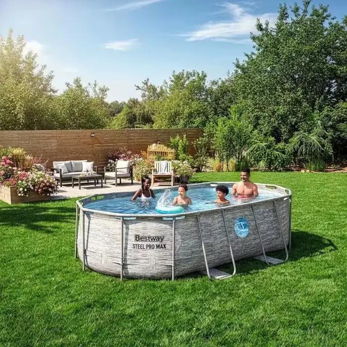 Piscine hors sol ovale Bestway Power Steel Swim Vista, structure métallique personnalisée pour jardin extérieur