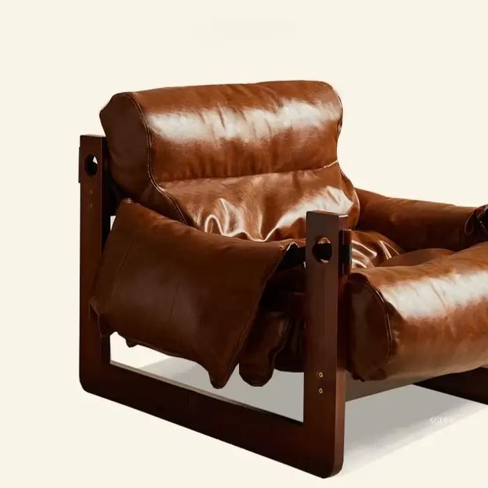 Fauteuils inclinables en cuir pour salon, fauteuils d'appoint relaxants de style nordique, canapé confortable, fauteuil de balcon