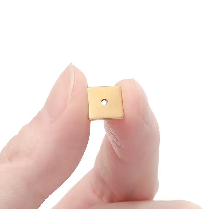 Perles d'Espacement Plates et Carrées en Acier Inoxydable, Accessoires de 4, 5, 6 et 8mm pour la Fabrication de Bijoux, Bracelets et Colliers, 50 Pièces/Paquet
