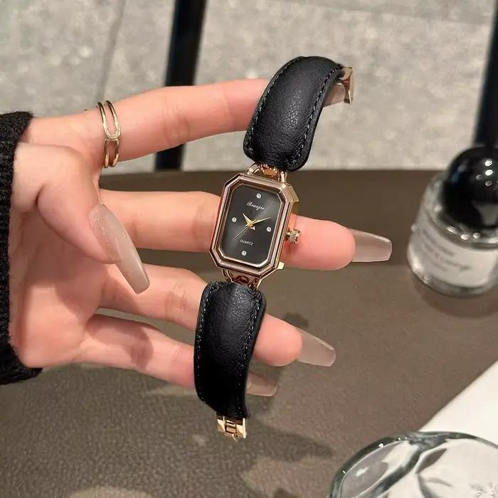 Montres à bracelet en cuir tendance pour femmes, montres-bracelets élégantes et précises, montres minimalistes résistantes à l'eau, montre-bracelet pour femme
